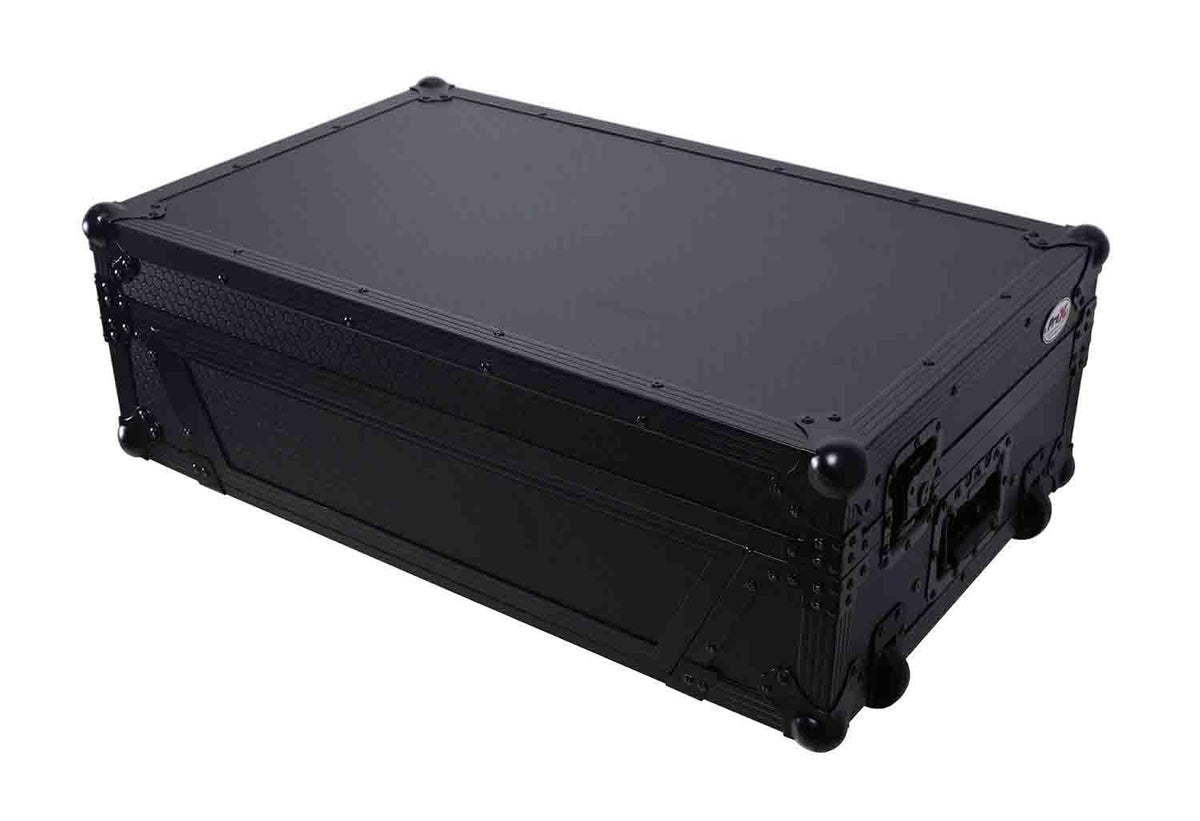 Black Flight Style Road Case with Laptop Shelf 2U Rack Space Wheels Z2252
