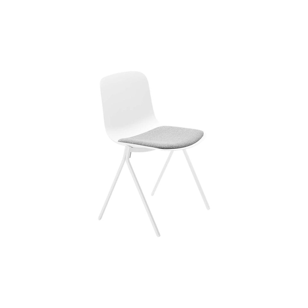 White Side Chair with Grey Seat Pad O729082