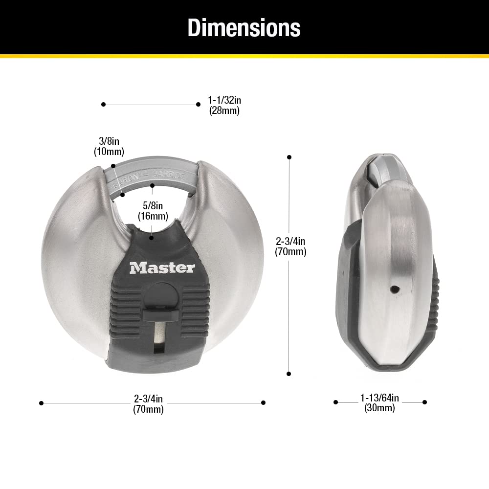 2-3/4-inch Wide Stainless Steel Disc Padlock O70881