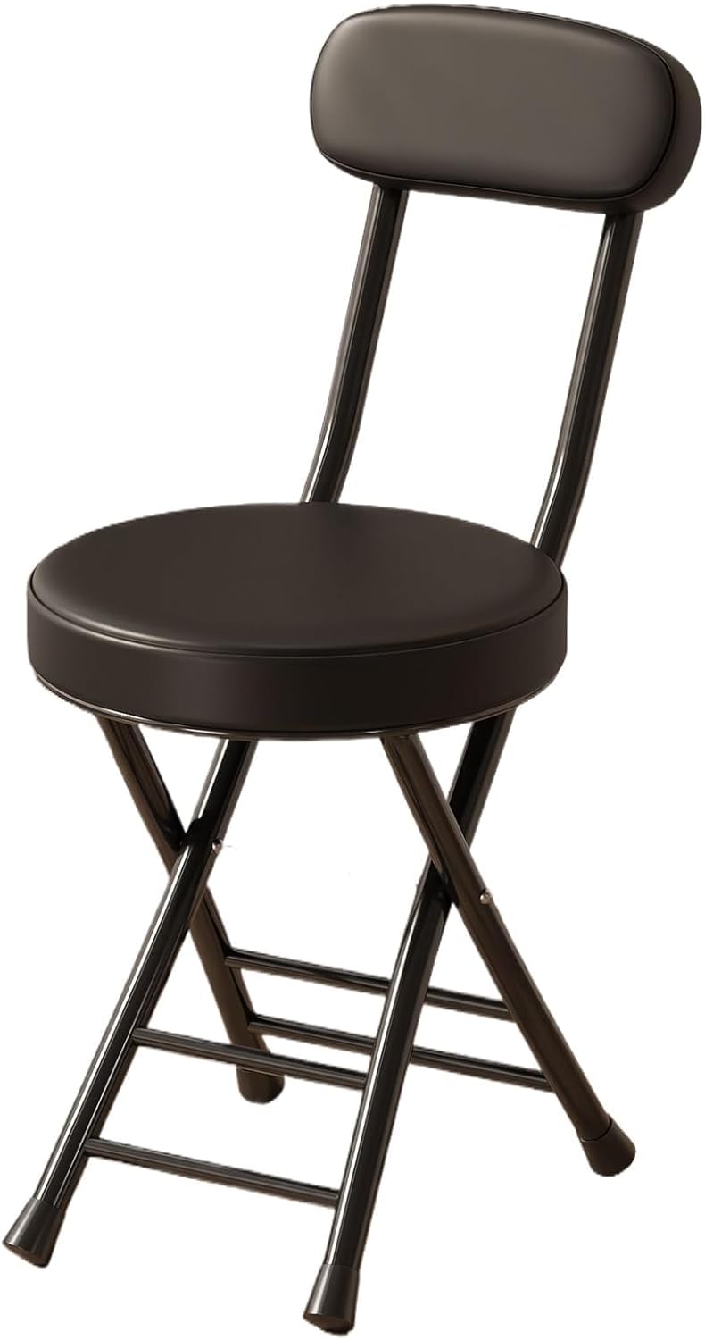 Folding Bar Stool with Backrest 18 inch Black Z1001