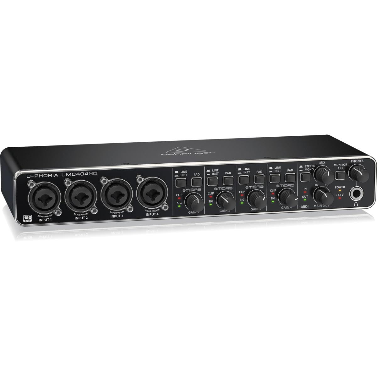 USB Audio/MIDI Interface with Mic Preamplifiers and 2x 25' XLR Cables W355535