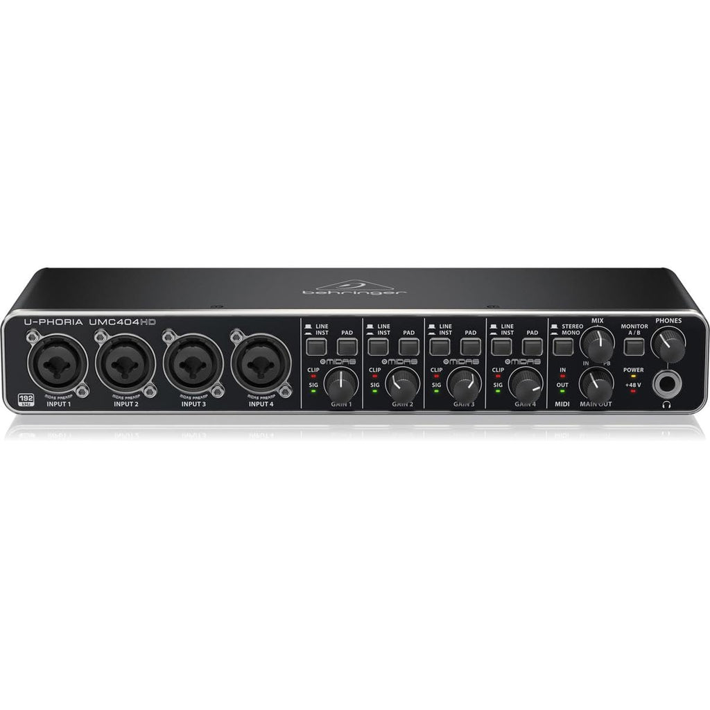 USB Audio/MIDI Interface with Mic Preamplifiers and 2x 25' XLR Cables W355535