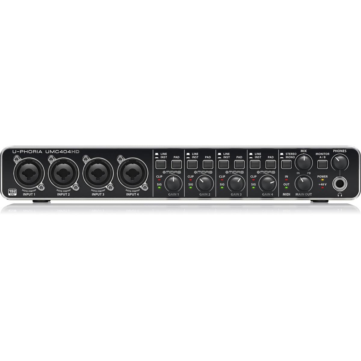 USB Audio/MIDI Interface with Mic Preamplifiers and 2x 25' XLR Cables W355535