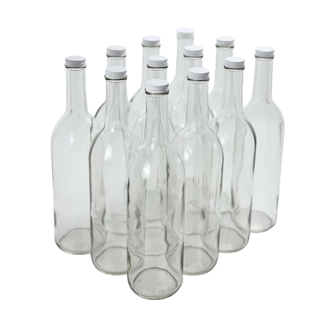 750ml Clear Glass Bottles with Lids 12-Pack E120467