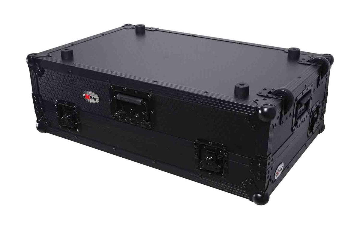 Black Flight Style Road Case with Laptop Shelf 2U Rack Space Wheels Z2252
