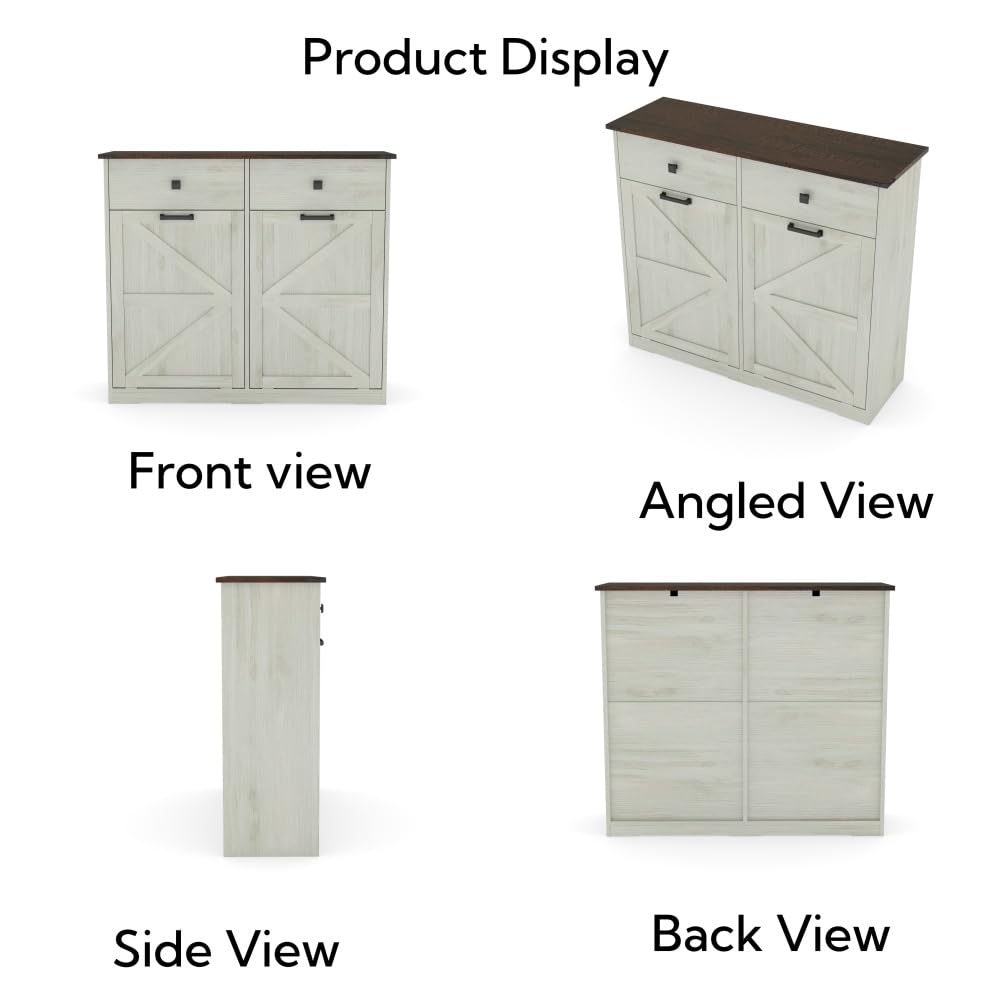 Antique White Woodgrain Tilt Out Trash Cabinet Z740