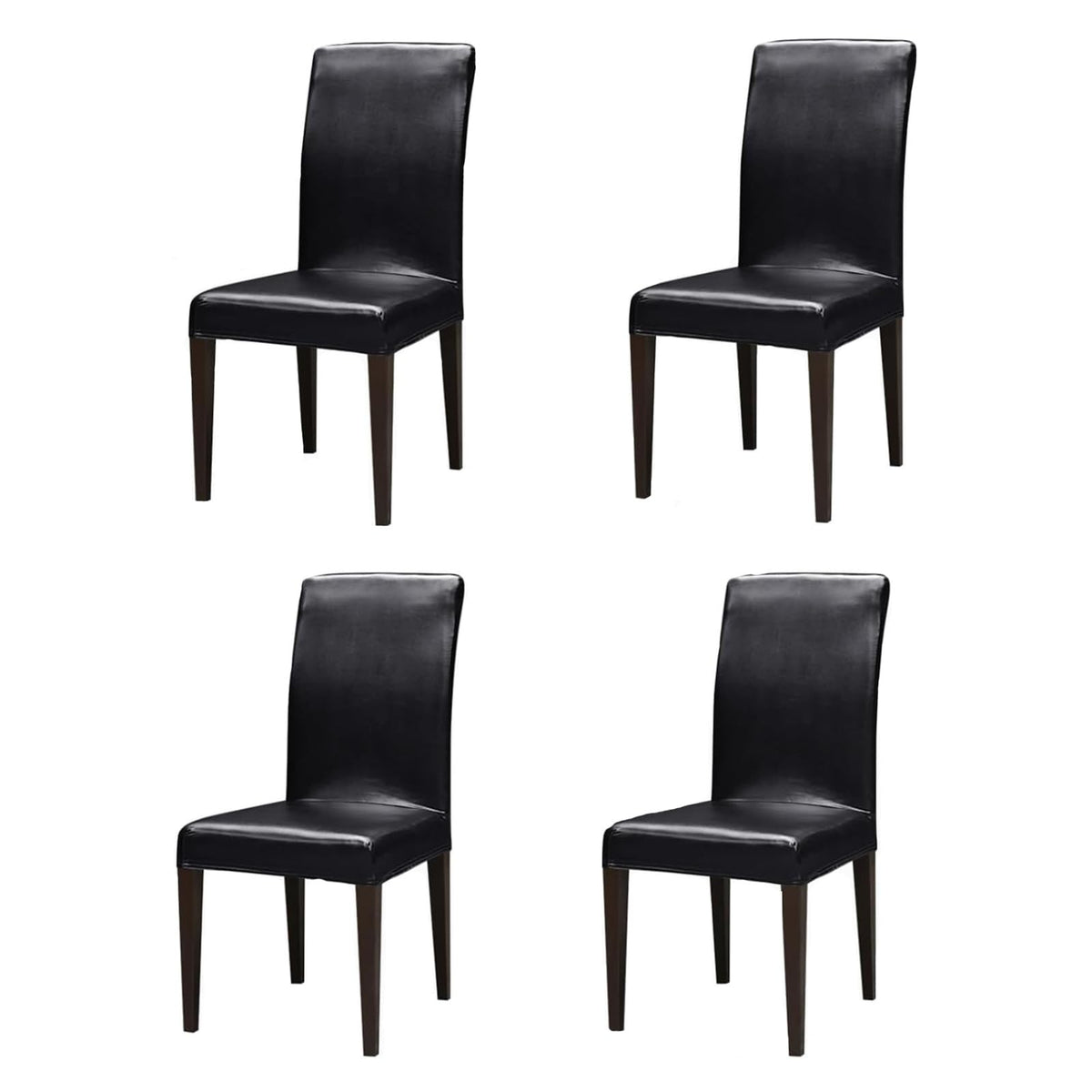 Black 4PCS Waterproof PU Leather Dining Chair Covers B627