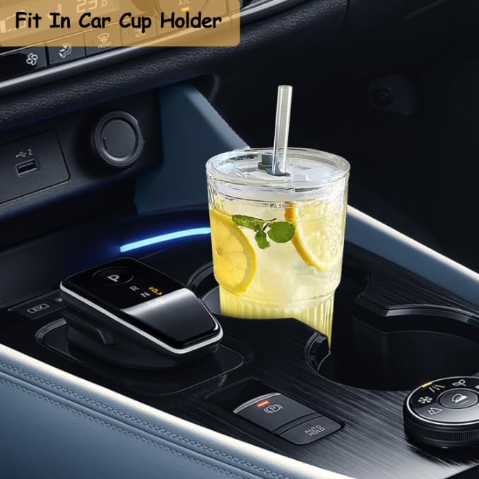 20 oz Glass Tumbler with Lid and Straw E40063
