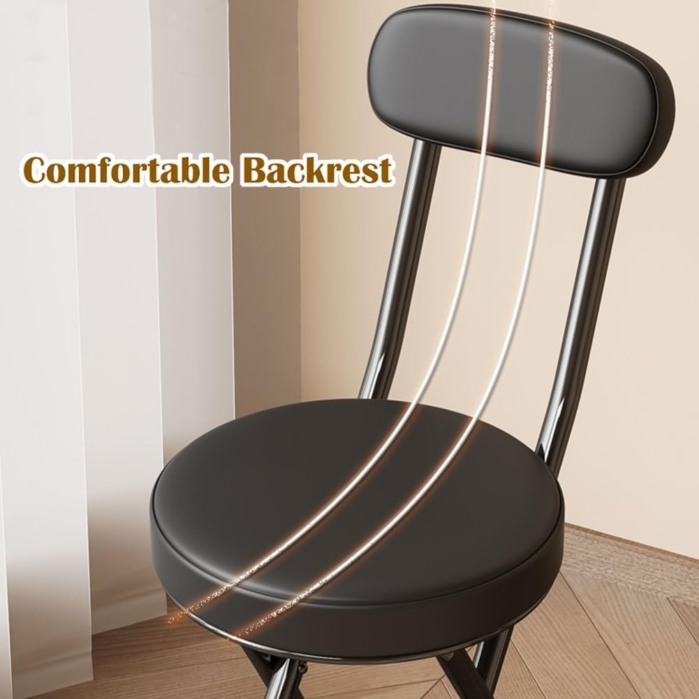 Folding Bar Stool with Backrest 18 inch Black Z1001