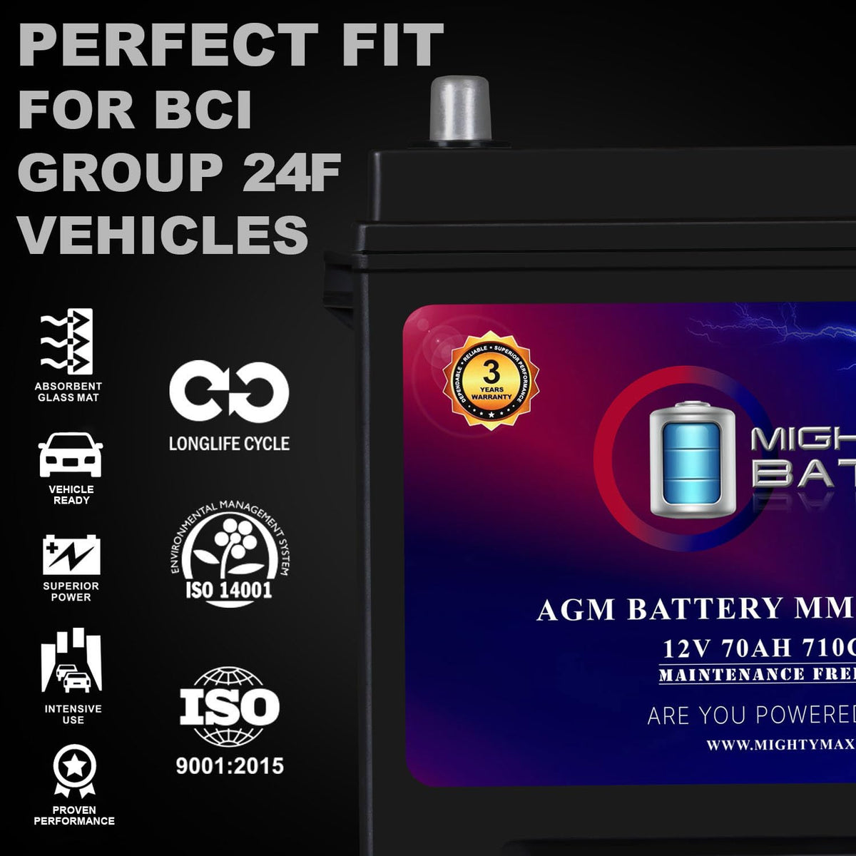 12V 70Ah AGM Replacement Battery A345002