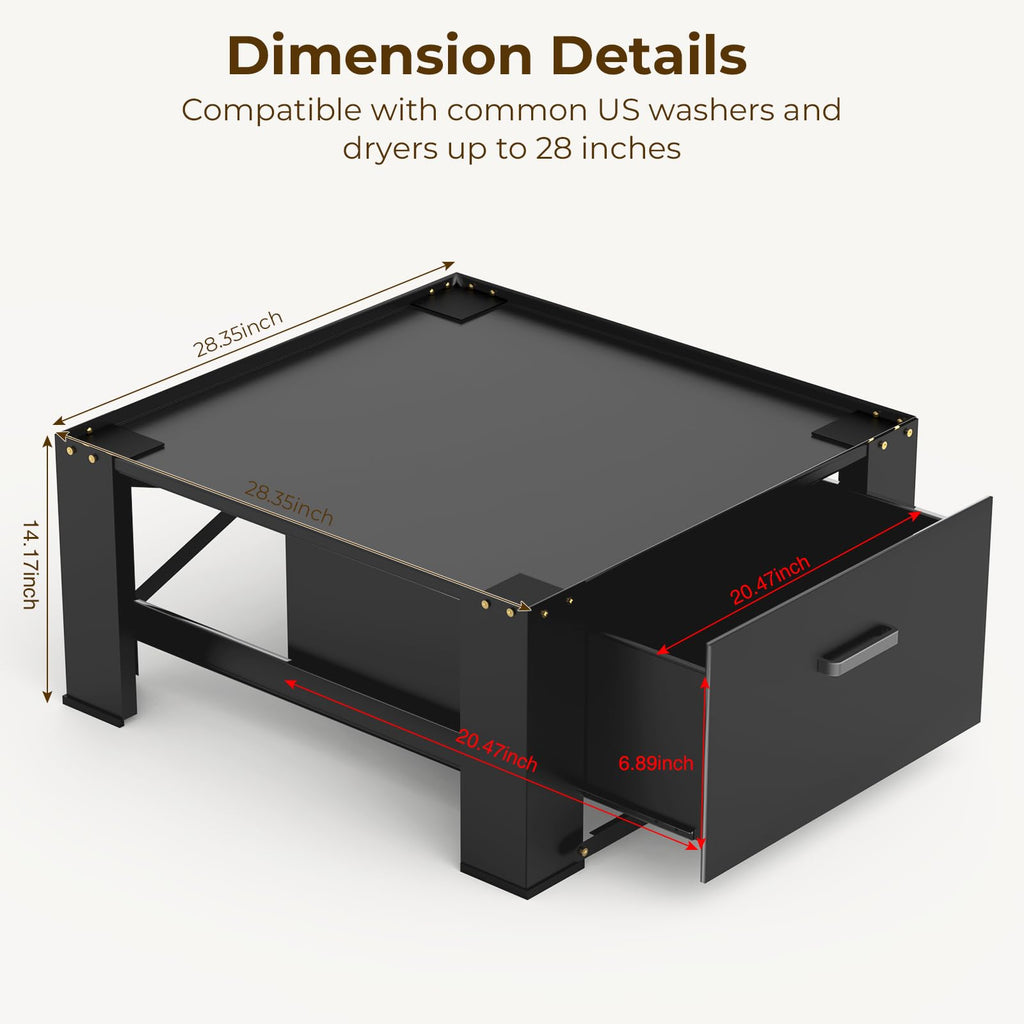 Black Washer and Dryer Pedestal with Drawer Q736111