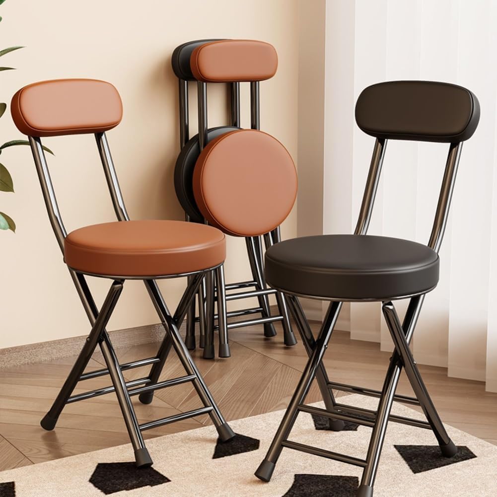 Folding Bar Stool with Backrest 18 inch Black Z1001