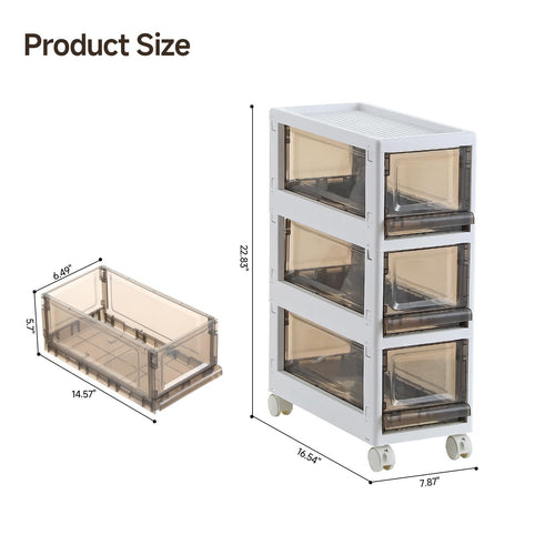 3 Drawer Plastic Storage Organizer with Wheels Z8701