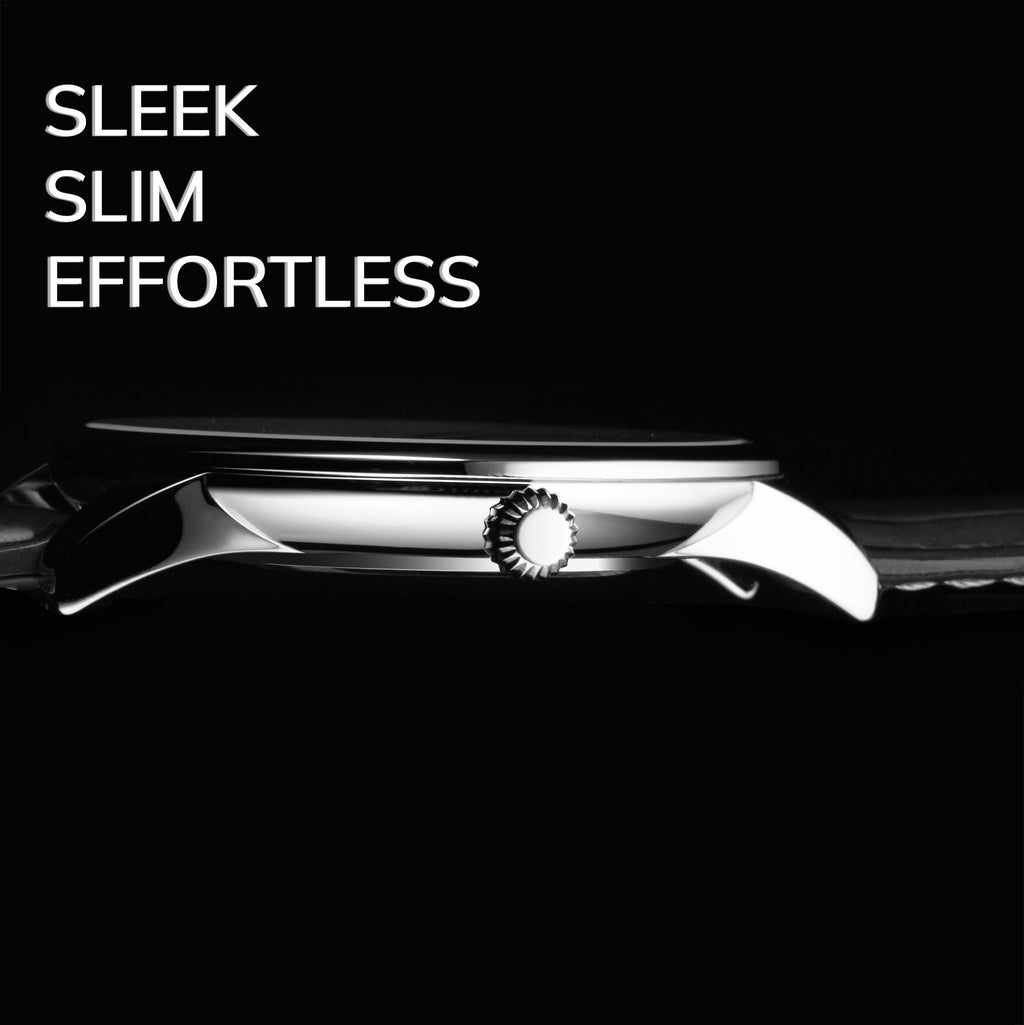Men's 40mm Ultra Slim Leather Strap Quartz Analog Dress Watch R1962