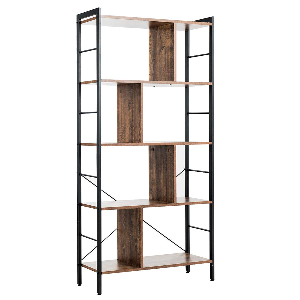 5-Tier Wood Bookshelf with Metal Frame W23505