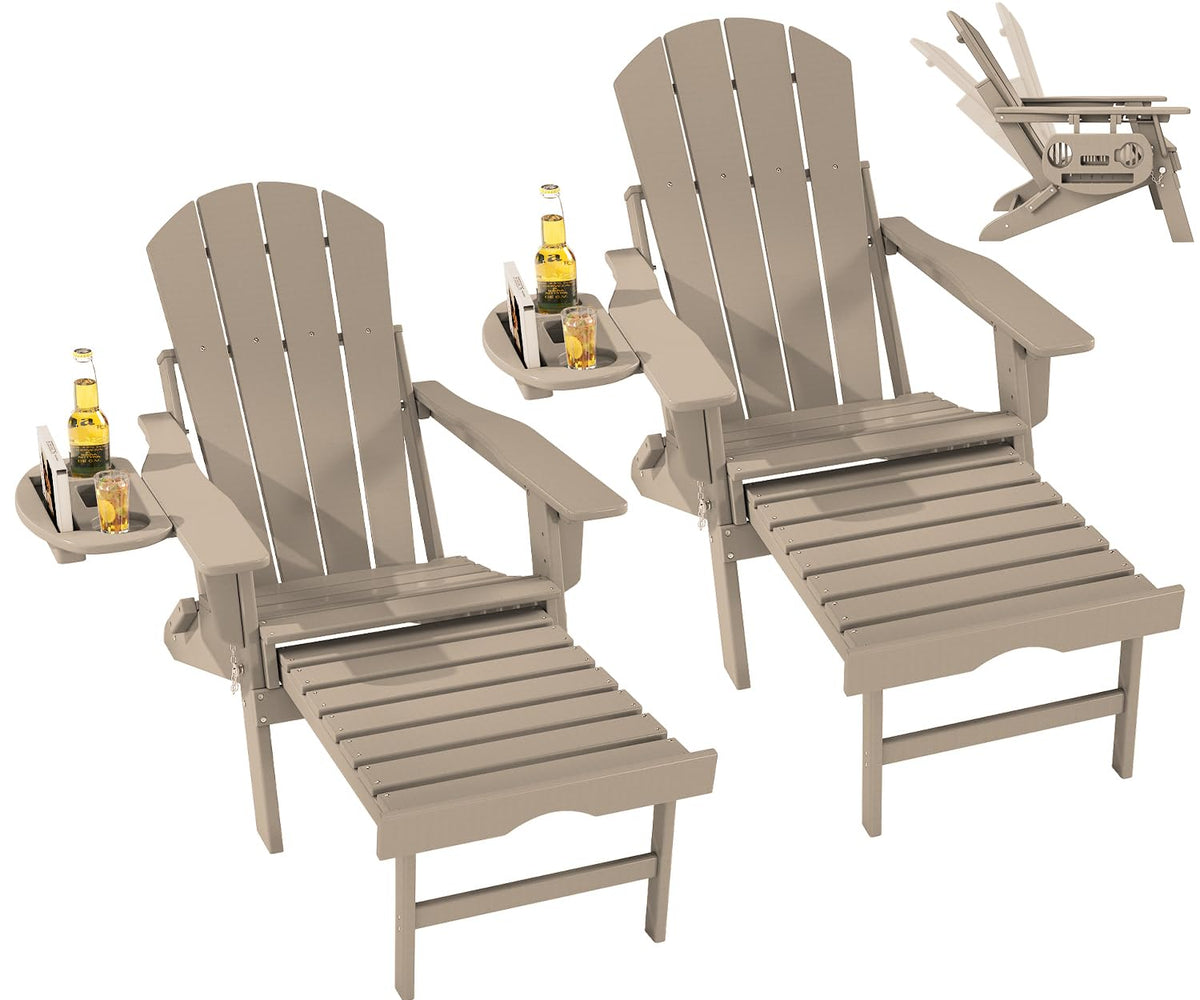 Folding Adjustable Adirondack Chair with Ottoman Set of 2 X6382