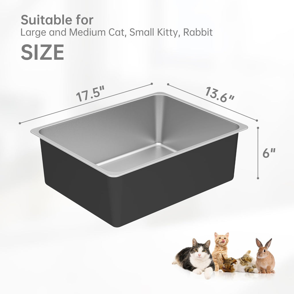 High Sided Stainless Steel Cat Litter Box B236