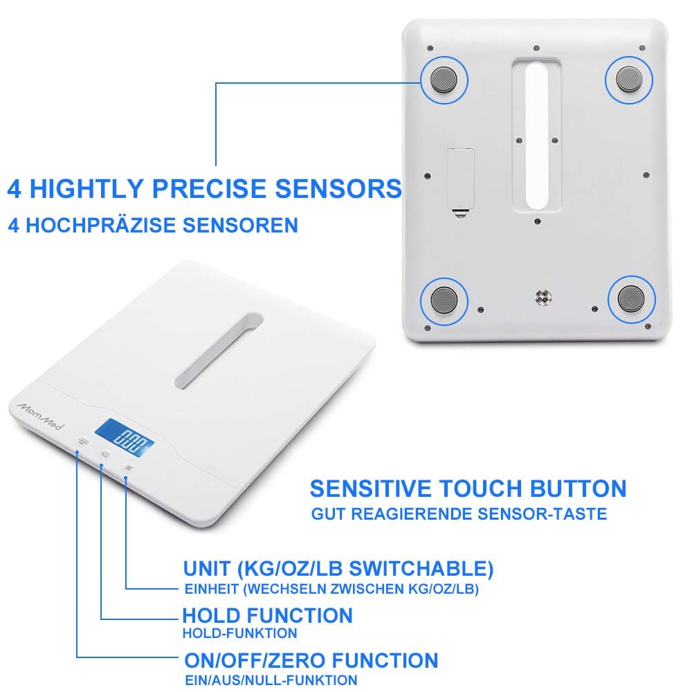 Baby Scale with Hold Function, Blue Backlight, Weight and Height Track T78247