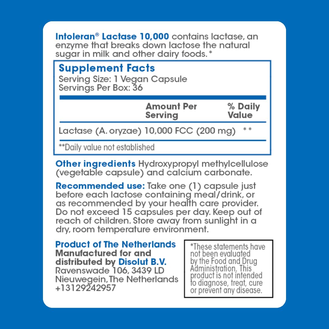Lactase 10,000 Digestive Enzymes 36 Capsules Q8348