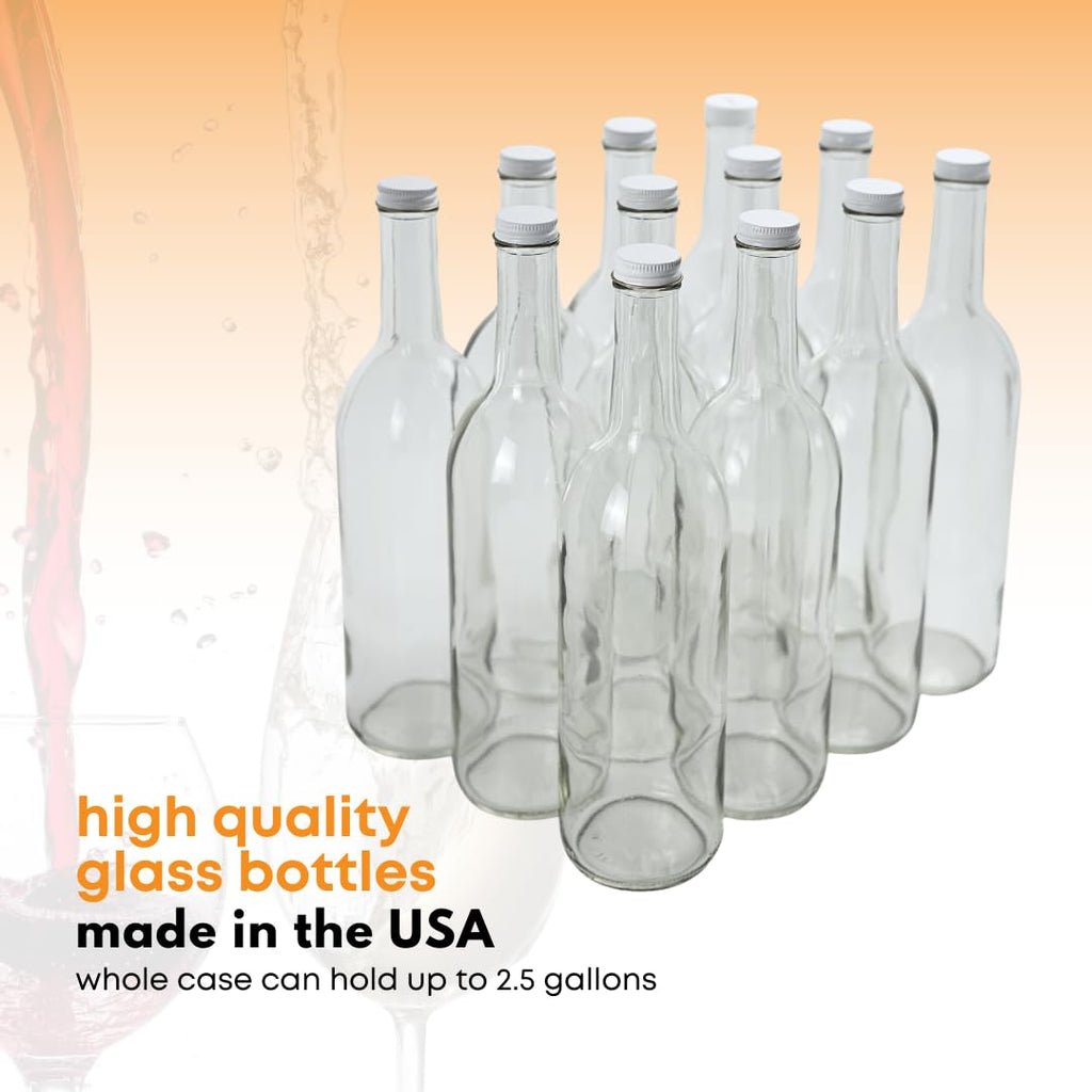 750ml Clear Glass Bottles with Lids 12-Pack E120467
