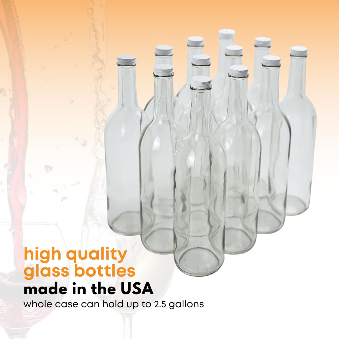 750ml Clear Glass Bottles with Lids 12-Pack E120467
