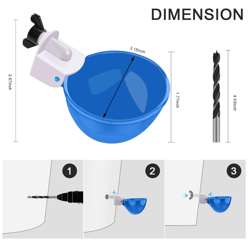 8 Packs Blue Large Chicken Waterer Cups O636