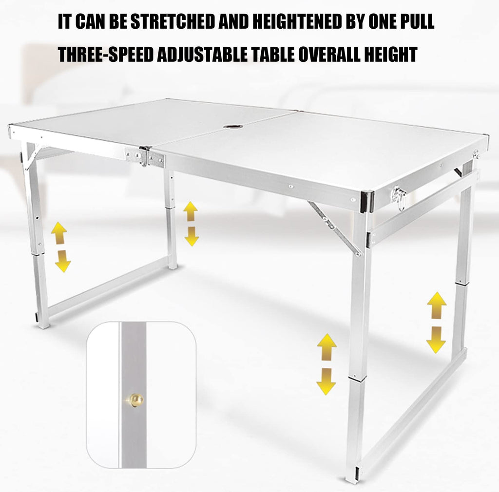 Portable Adjustable Height Aluminum Alloy Camping Table with 4 Stools T85727