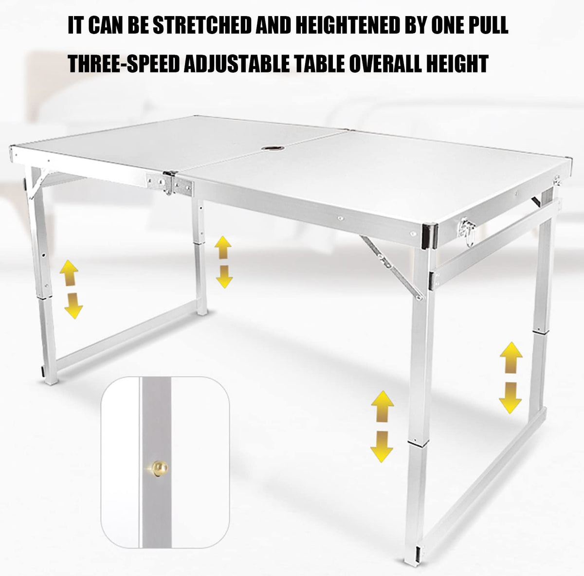 Portable Adjustable Height Aluminum Alloy Camping Table with 4 Stools T85727