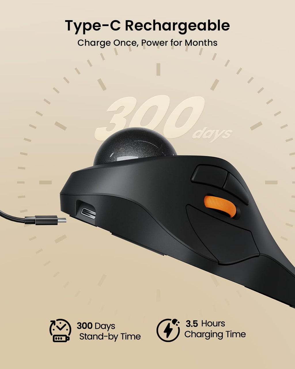 Wireless Bluetooth Trackball Mouse, Gray E260500