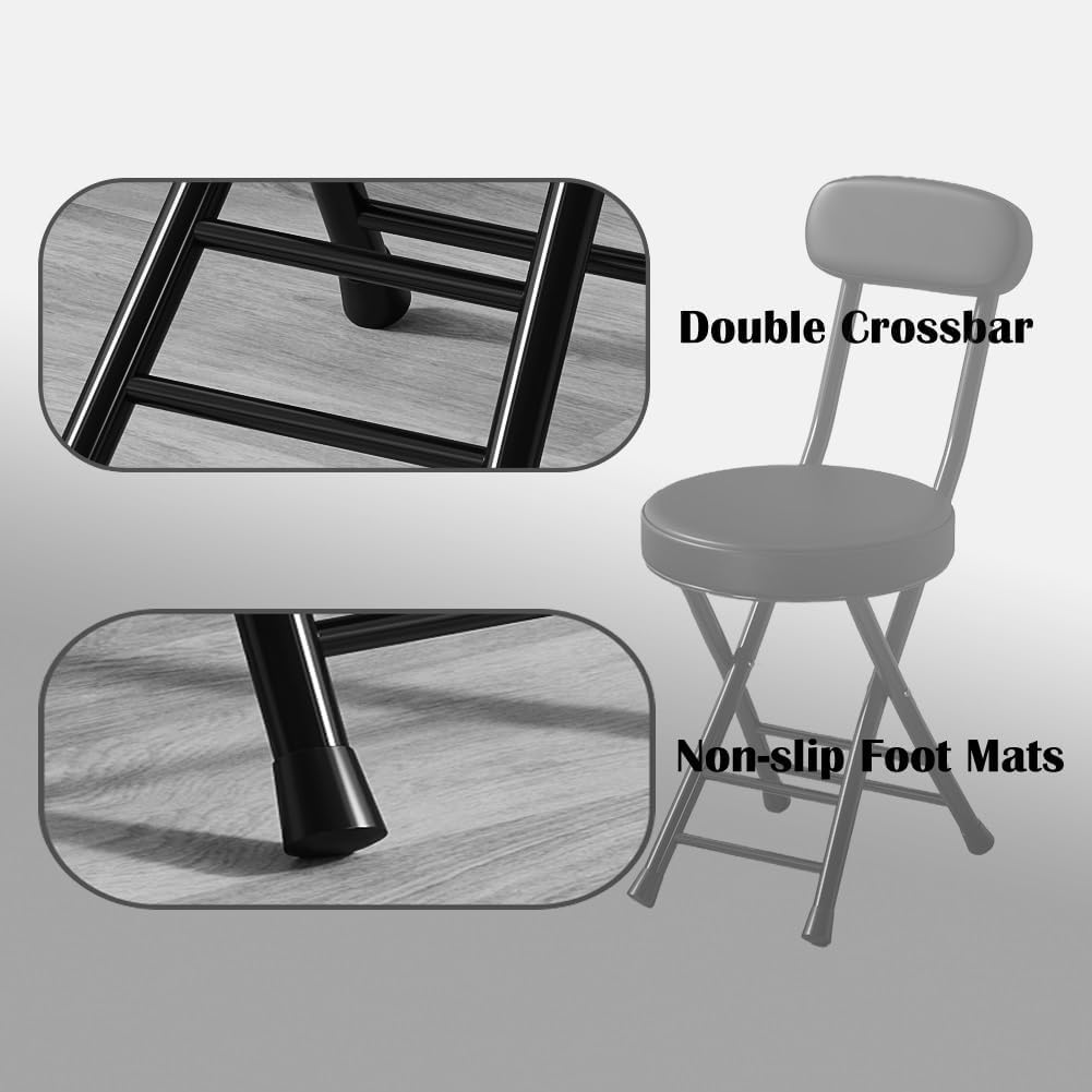 Folding Bar Stool with Backrest 18 inch Black Z1001