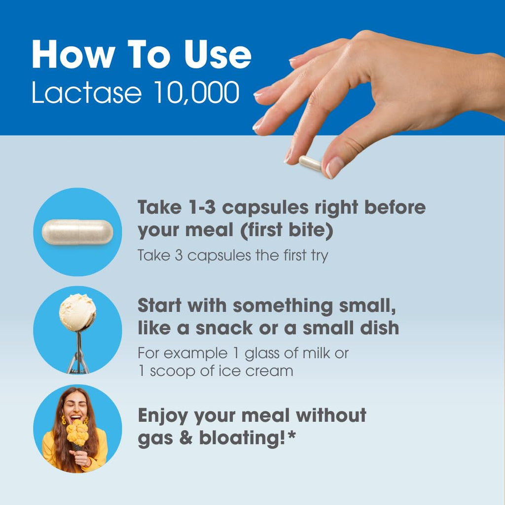 Lactase 10,000 Digestive Enzymes 36 Capsules Q8348