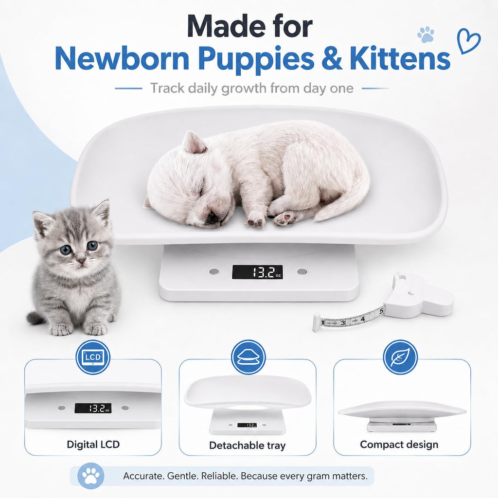 Digital Pet Scale with 1g Resolution and Tape Measure O150