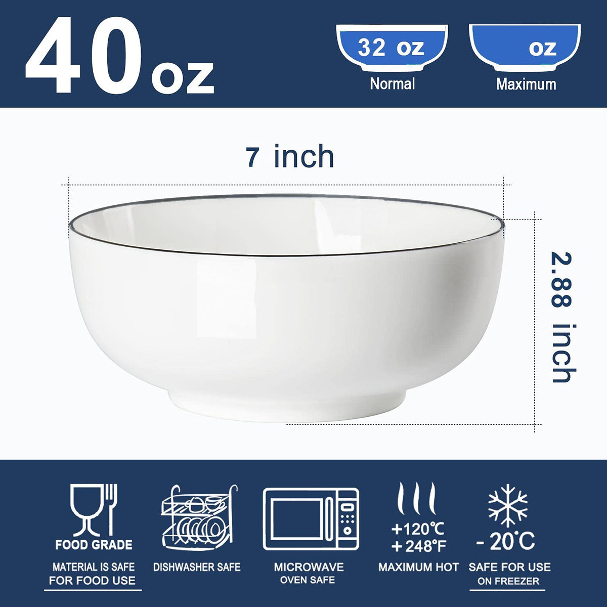 40 oz Off White Porcelain Bowl Set of 4 Y48231
