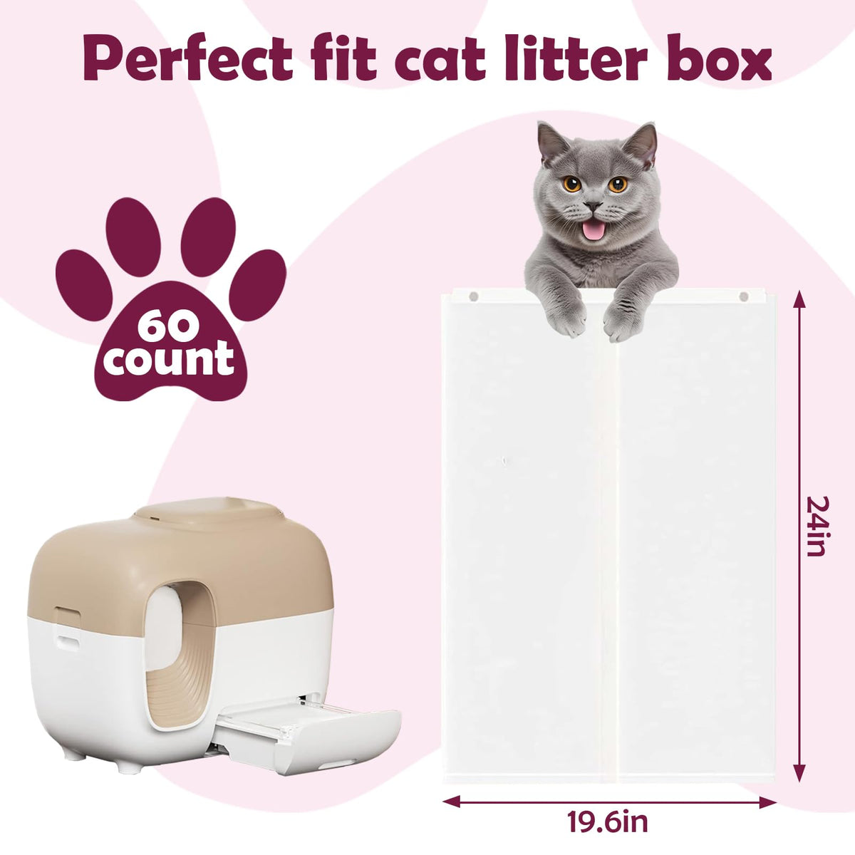 60pcs Cat Litter Box Liners D527926