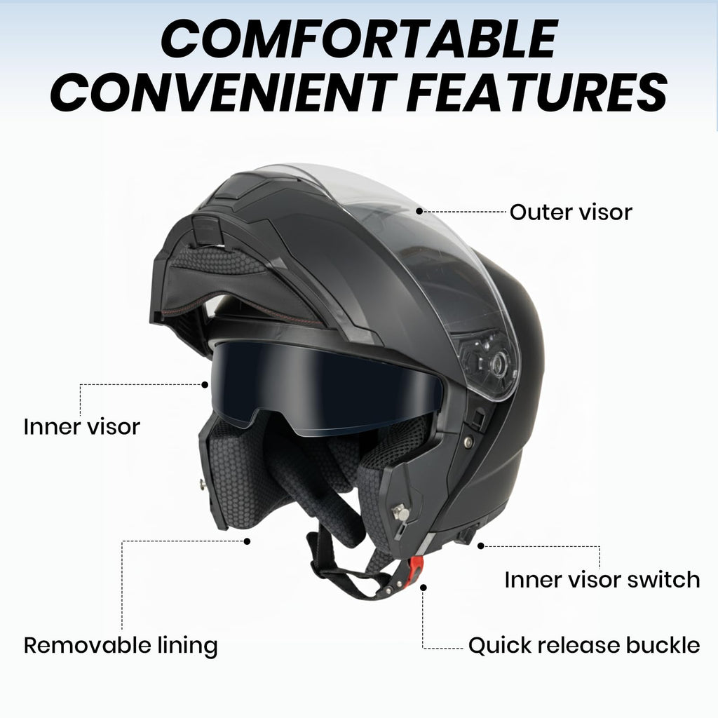 Modular Flip Up Motorcycle Helmet with Dual Visor O73199