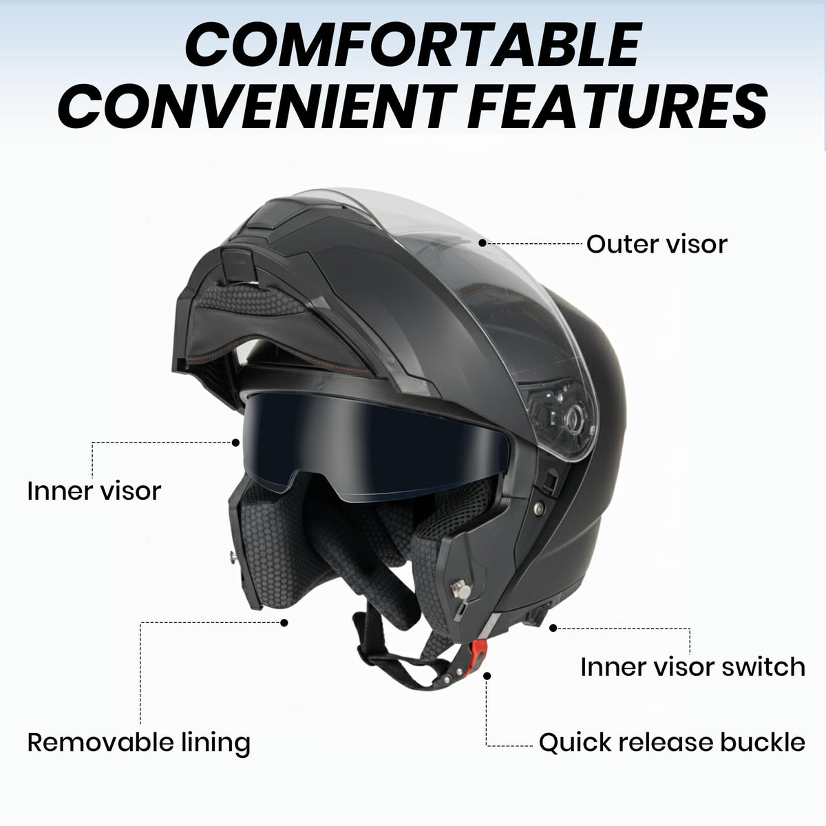Modular Flip Up Motorcycle Helmet with Dual Visor O73199
