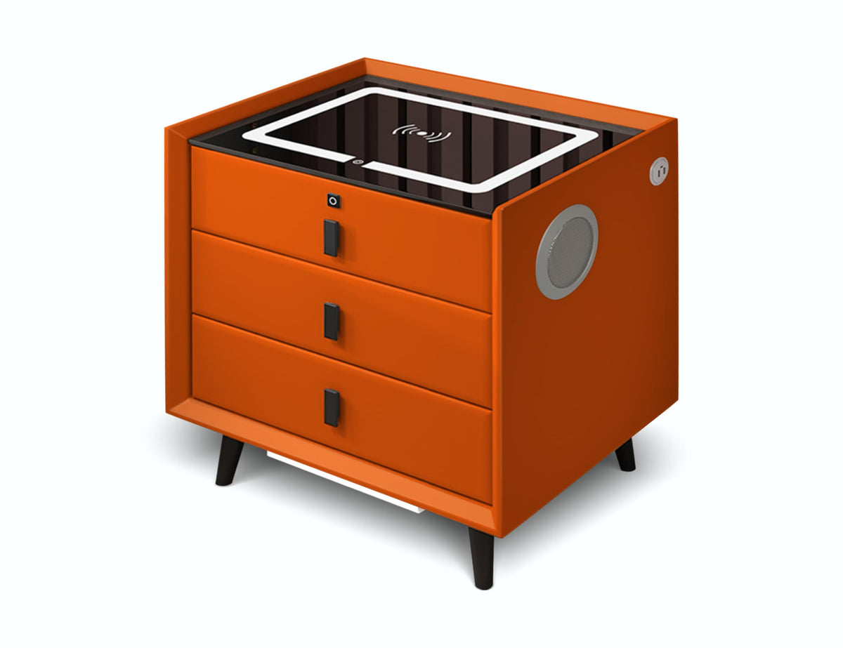 Orange 3 Drawer Smart Nightstand with Wireless Charging T35884