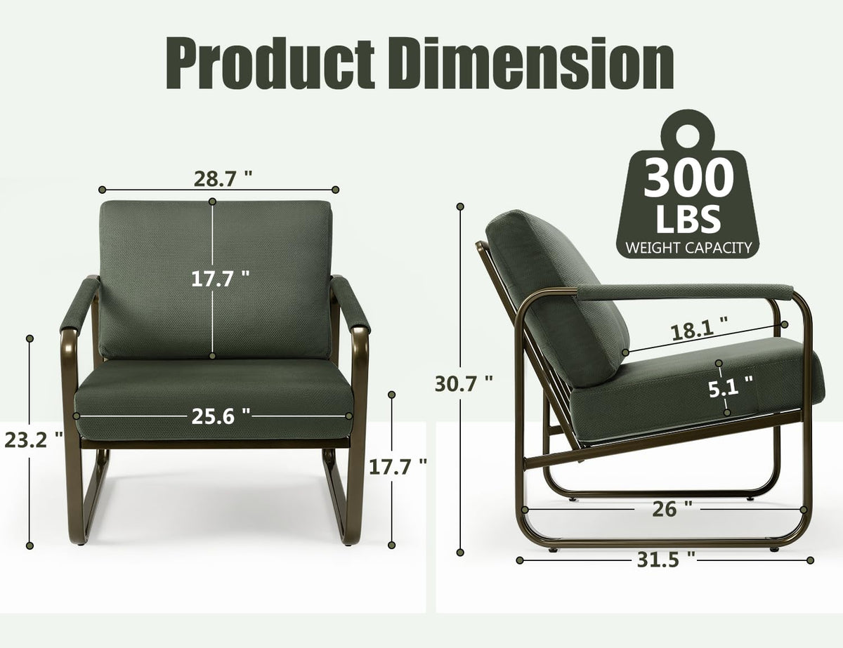 Set of 2 Green Fabric Accent Chair J11879