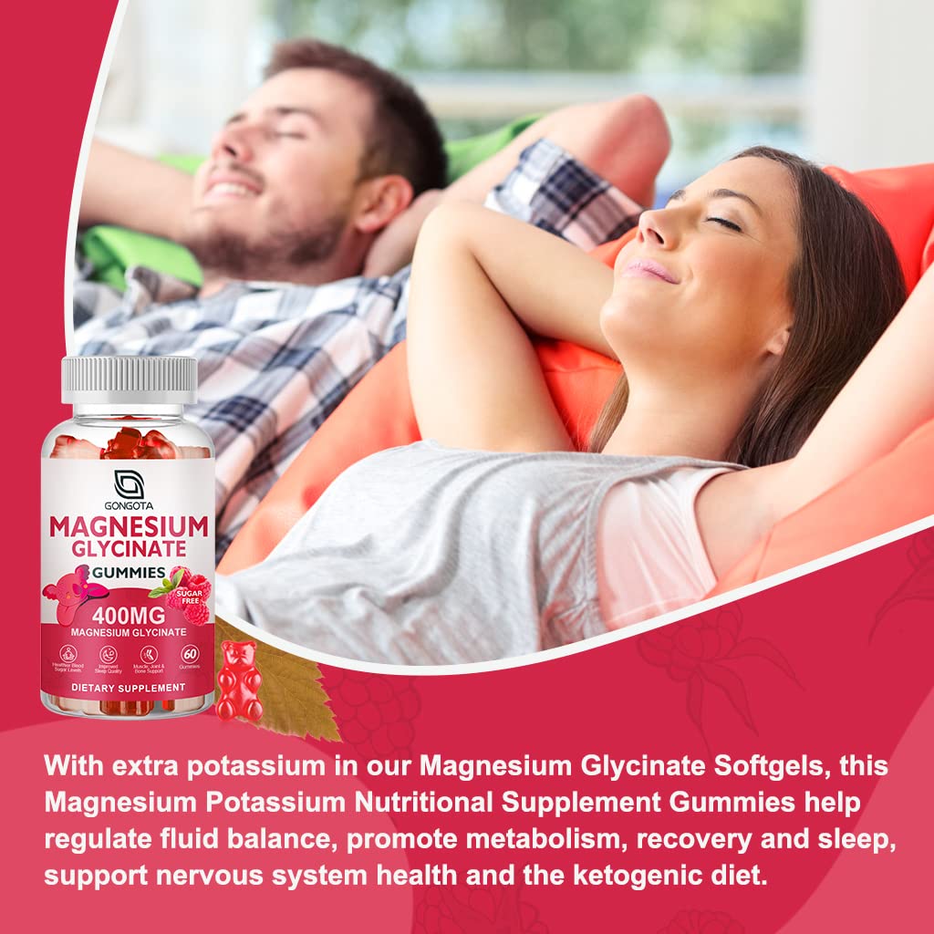 Magnesium Glycinate Gummies 400 mg with Vitamin D, B6 - 60 Gummies V55319