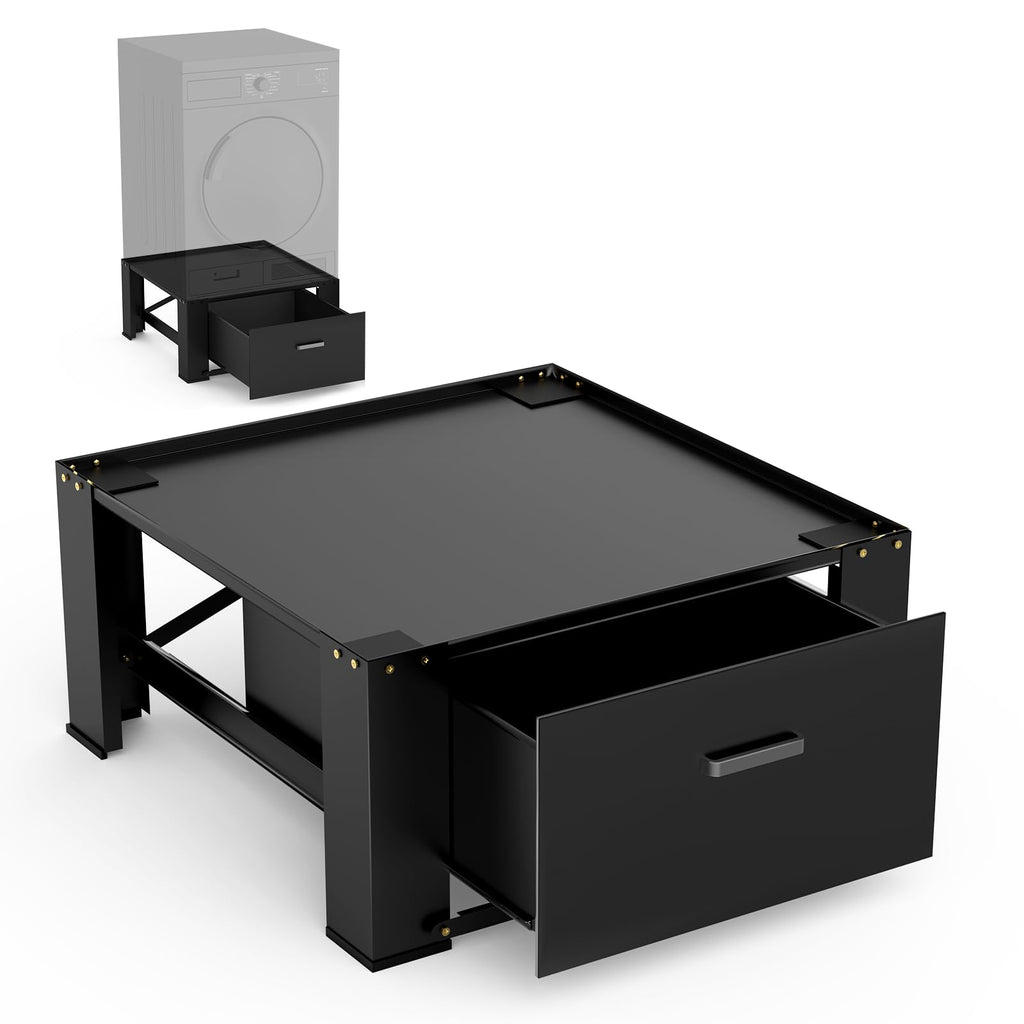 Black Washer and Dryer Pedestal with Drawer Q736111