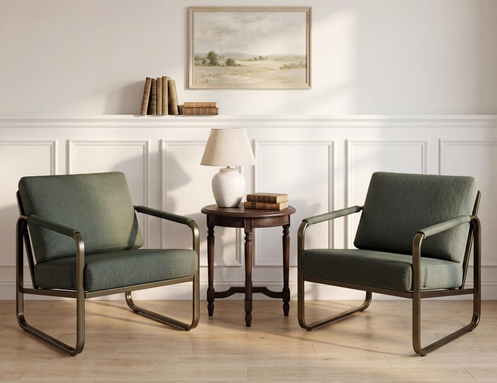 Set of 2 Green Fabric Accent Chair J11879