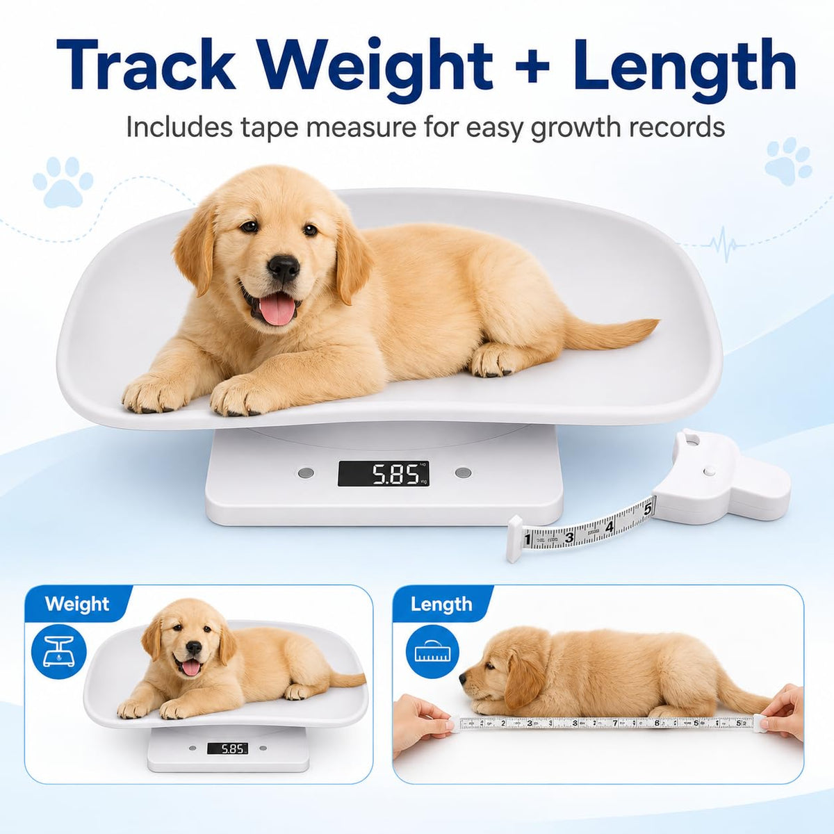 Digital Pet Scale with 1g Resolution and Tape Measure O150