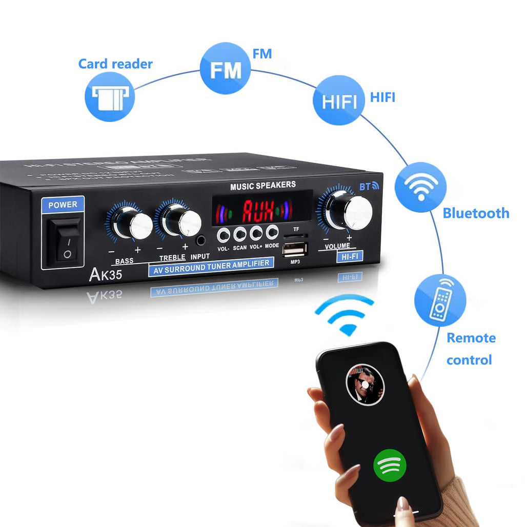Bluetooth 5.0 200W 2.0 Channel Mini Stereo Amplifier Y64145