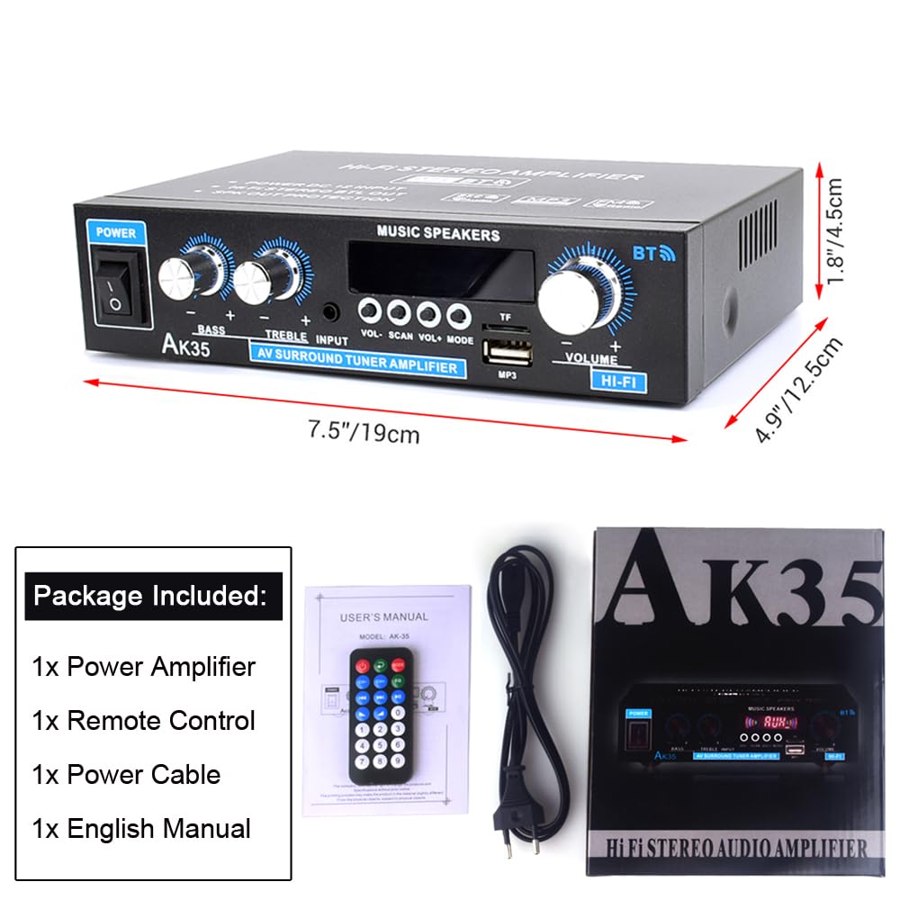 Bluetooth 5.0 200W 2.0 Channel Mini Stereo Amplifier Y64145