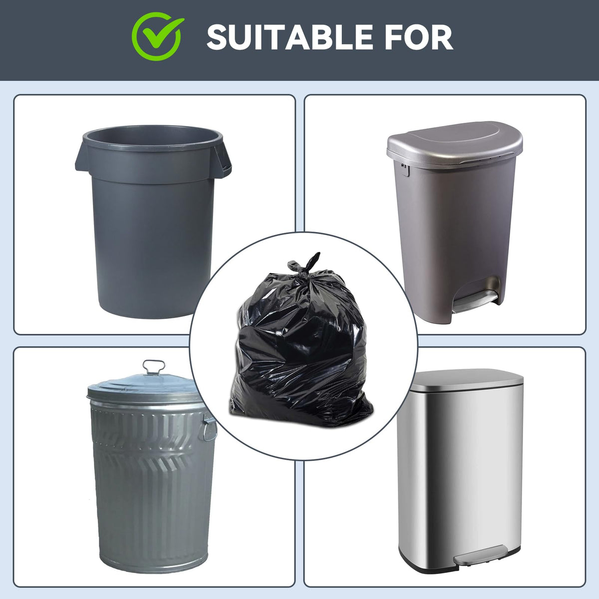 45 Gallon Heavy Duty Black Plastic Trash Bags 50 Count T699729