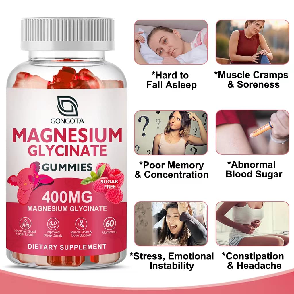 Magnesium Glycinate Gummies 400 mg with Vitamin D, B6 - 60 Gummies V55319