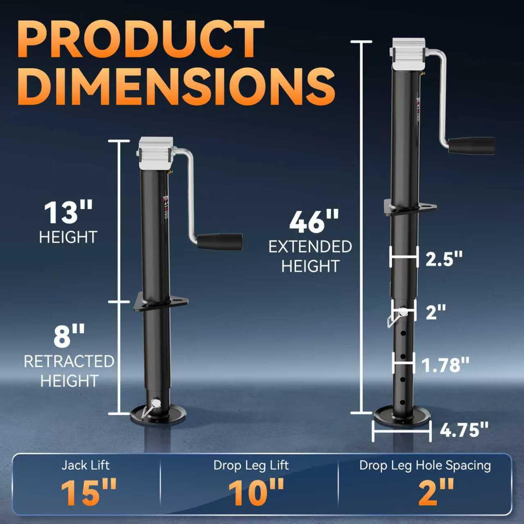 15" Side Wind A Frame Trailer Jack O209961