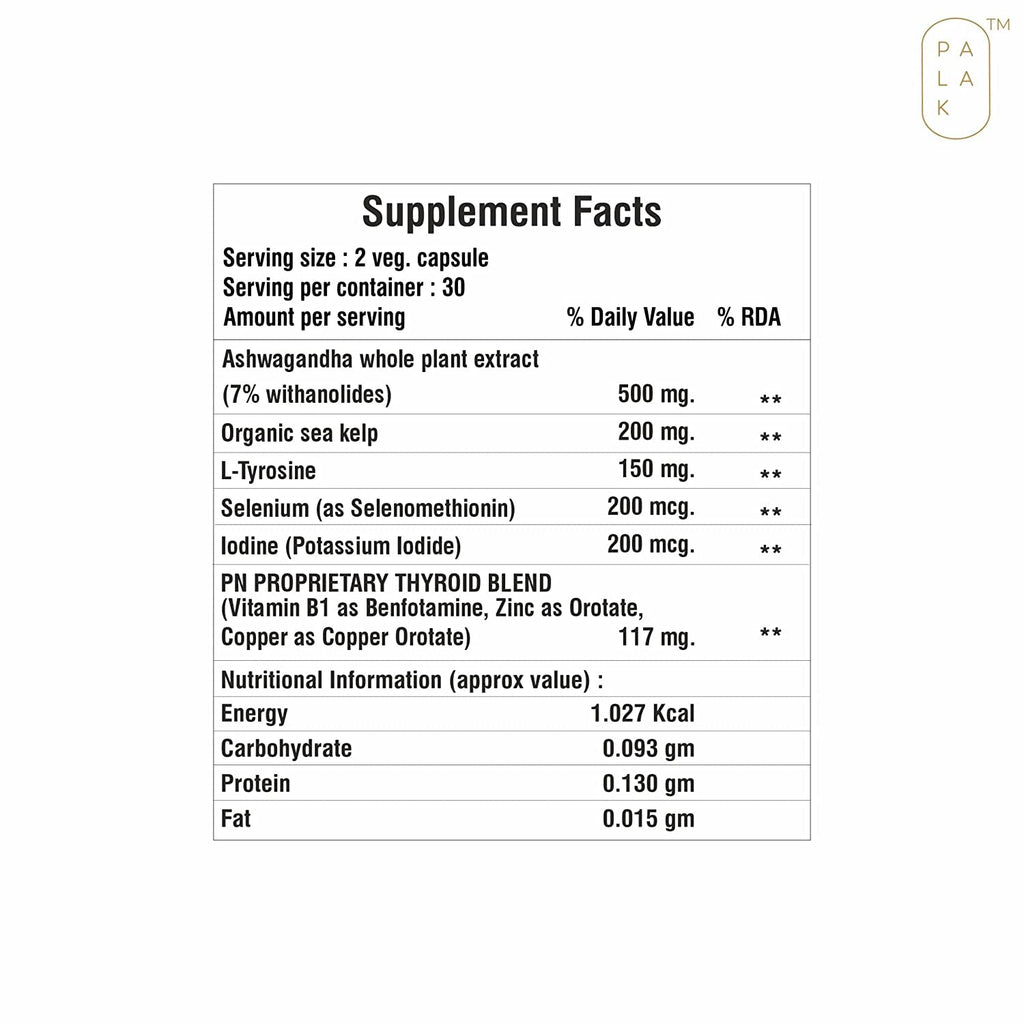 Selenium Sea Kelp L-Tyrosine Zinc Ashwagandha B1 60 Capsules I204