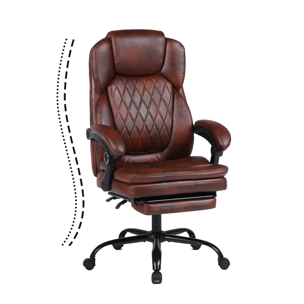 Big and Tall Ergonomic High Back PU Leather Reclining Office Chair with Footrest H5662