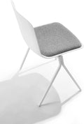 White Side Chair with Grey Seat Pad O729082